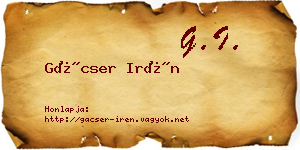 Gácser Irén névjegykártya